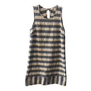 Monteau XS nautical Linen minidress Striped blue & white sleeveless